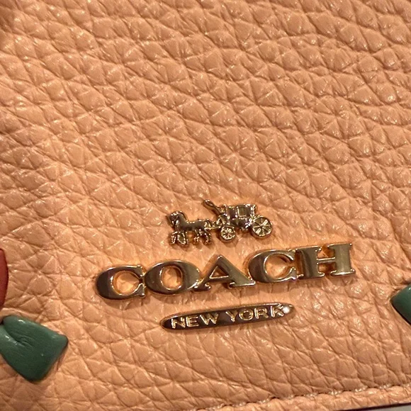 Coach Peach Floral Whipstitch Card Crossbody Bag - Picture 2 of 4